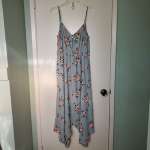 Three Pink Hearts Light Grey Floral Fairy Spaghetti Strap Romper with Skirt  XL